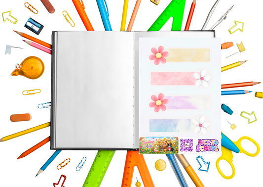 Bloemen Label Stickers – Waterverf Planner Etiketten – Beschrijfbare Vinyl Matte Stickers – A6 & A5