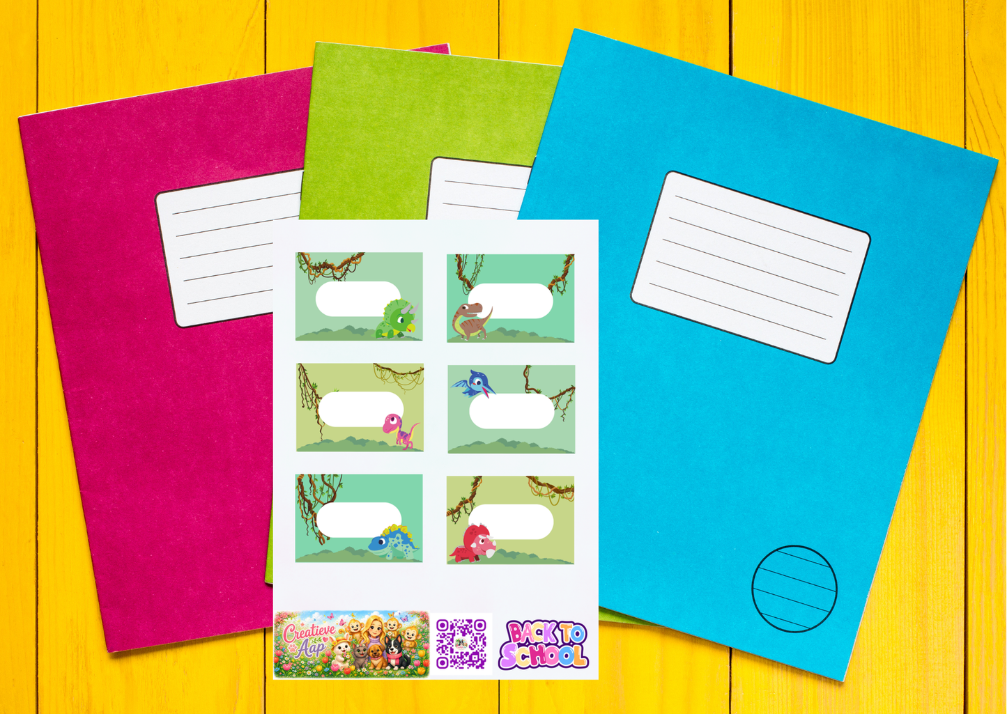 Dinosaurus Label Stickers – Planner Etiketten – Beschrijfbare Vinyl Matte Stickers – A6 & A5