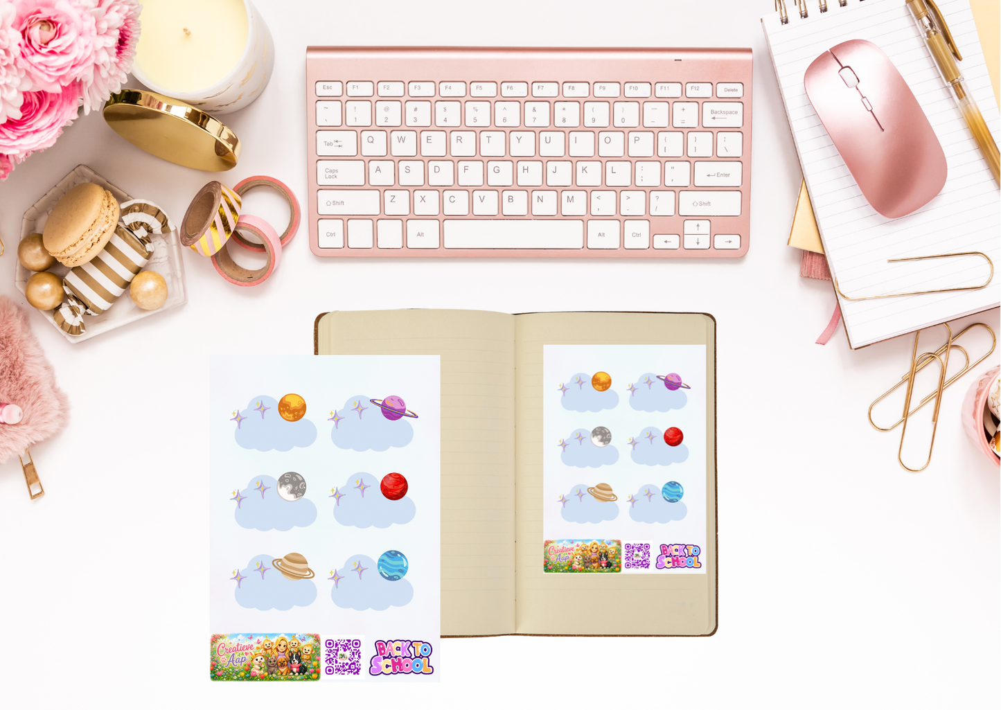 Universum Label Stickers – Planner Etiketten – Beschrijfbare Vinyl Matte Stickers – A6 & A5