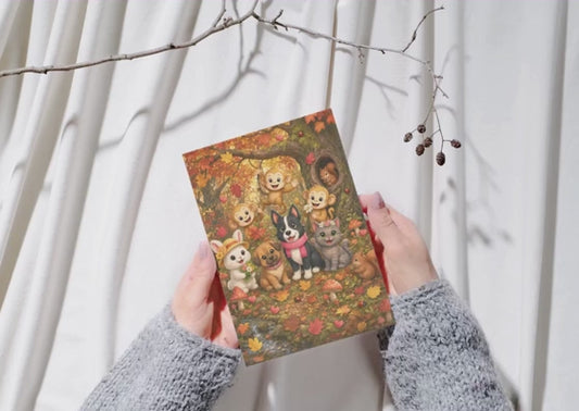 Herfstgroetjes Wenskaart A6 | Creatieve Aap Herfst 2026 | Met of Zonder Envelop
