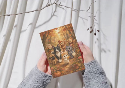 Samen in het Bos Herfst Wenskaart A6 | Creatieve Aap Herfst 2026 | Inclusief Optionele Envelop
