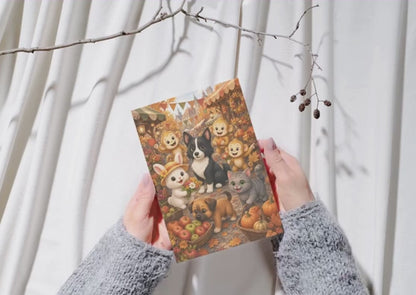Herfstmarkt Wenskaart A6 | Creatieve Aap Herfst 2026 | Met of Zonder Envelop