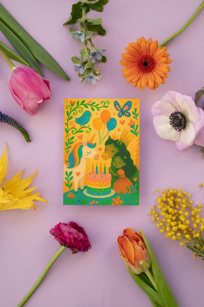 Vintage Eenhoorn Wenskaart Verjaardag – Lente 2026