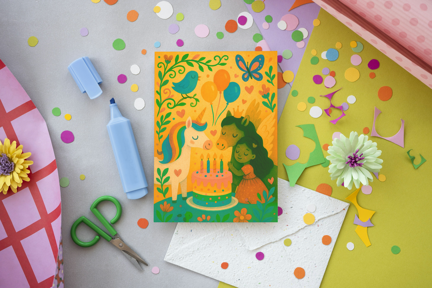 Vintage Eenhoorn Wenskaart Verjaardag – Lente 2026