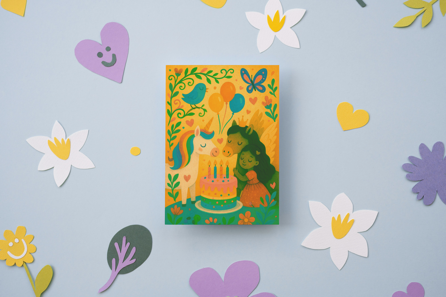 Vintage Eenhoorn Wenskaart Verjaardag – Lente 2026