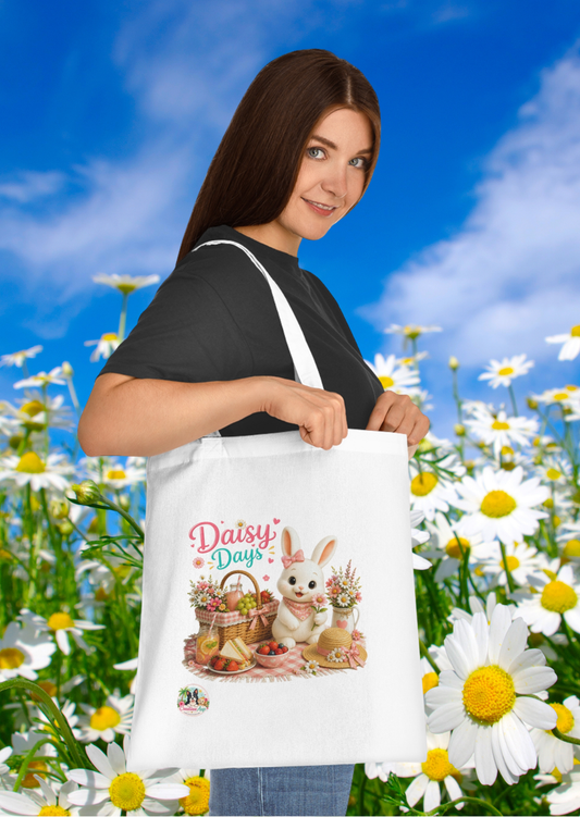 Maggie Daisy Days Katoenen Tote Bag – Zomerse Konijnen Tas | Creatieve Aap
