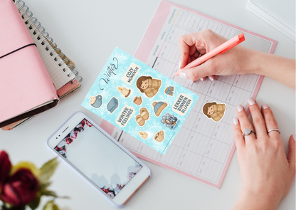 ❄️ Winter Cozy Planner Stickers – A5 & A6 Stickersheet